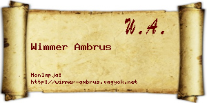 Wimmer Ambrus névjegykártya